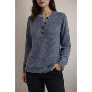 Natural Reflections Blue Knit Henley Sweater Womens XL